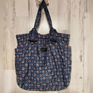 Marc By Marc Jacobs Workwear Nylon Tate Letter Quilt Blue Multi Color Tote